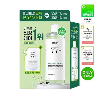 [Anua] Heartleaf 77 Soothing Toner + 350ml Refill Pack 700ml by oliveYoung