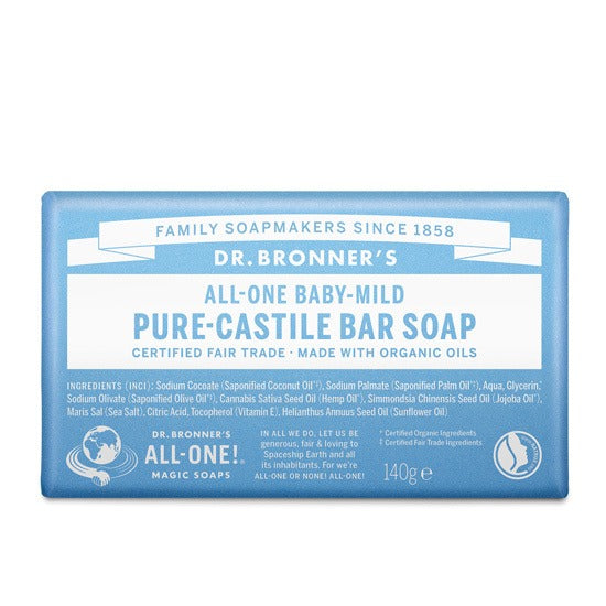 [Dr. Bronner’s] Pure-Castile Bar Soap – Gentle, Creamy Organic Cleanser | 140 g · 5 Variants
