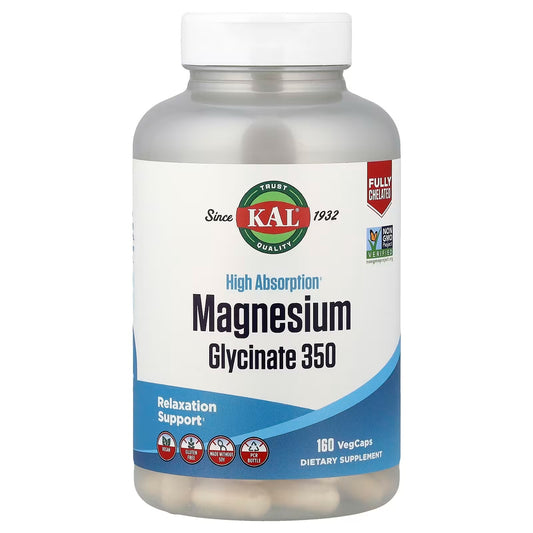 [KAL] Magnesium Glycinate 350 | Premium Magnesium Formula | 160 VegCaps | GlowLab