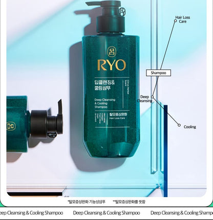 [Ryo] Deep Cleansing & Cooling Shampoo Refreshing Lightweight Finish 480ml