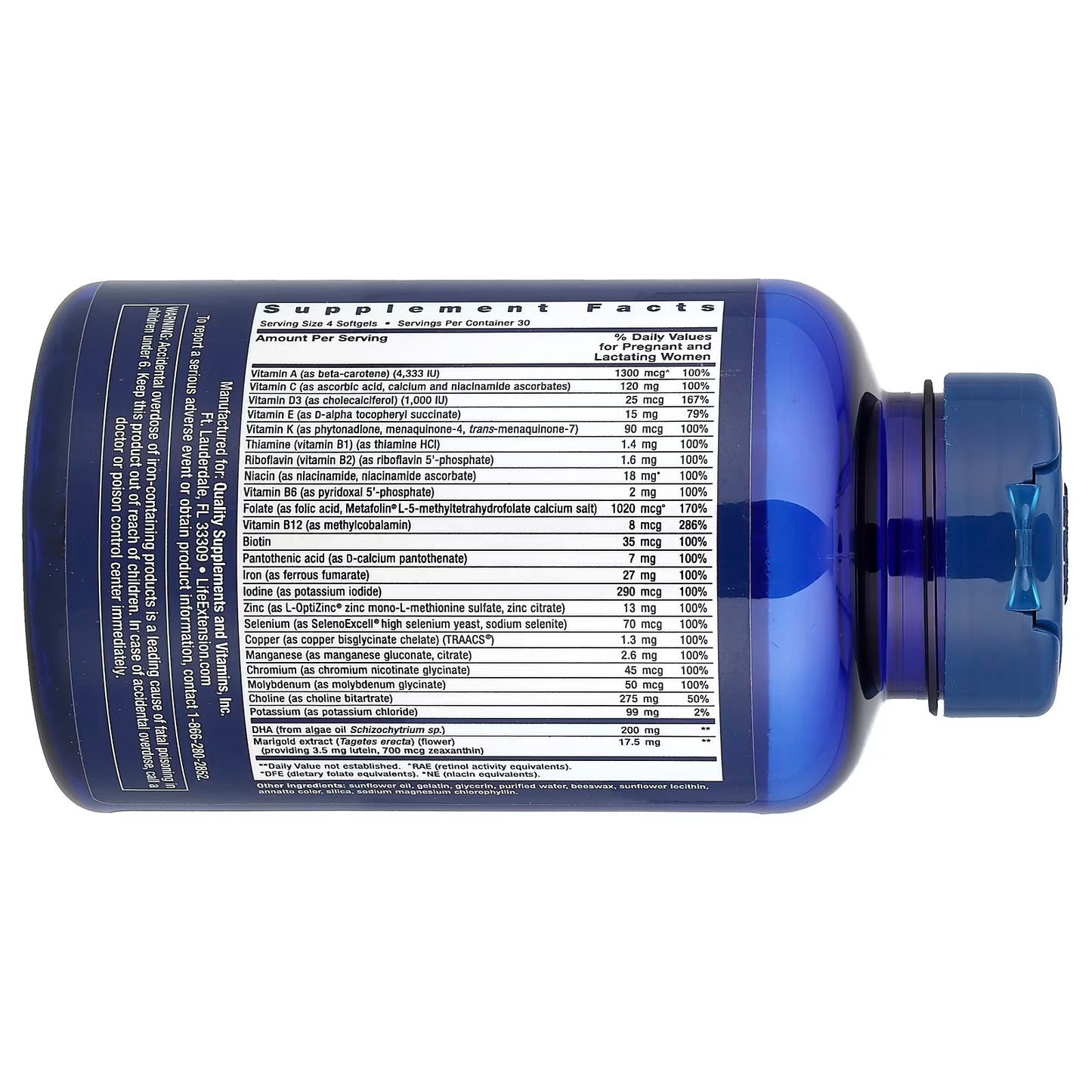 [Life Extension] Prenatal Multivitamin with DHA & Choline | Daily Nutrient Support | 120 Softgels | GlowLab