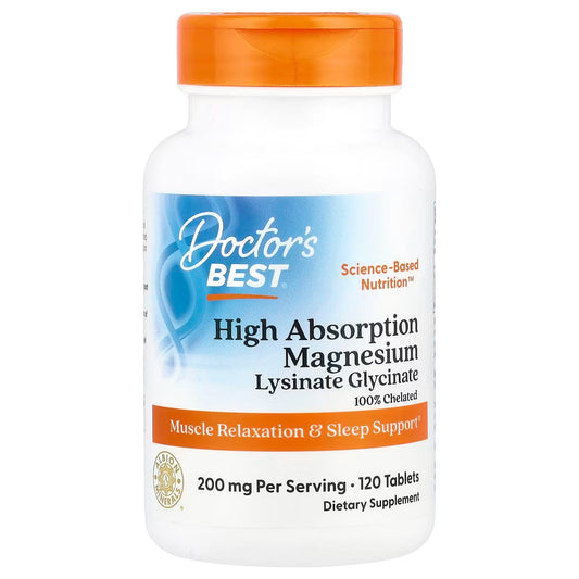 [Doctor's Best] High Absorption Magnesium Lysinate Glycinate |High-Quality Magnesium Formula | 120 / 240 Tablets | GlowLab