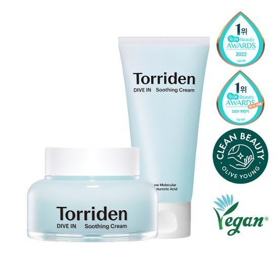 [Torriden] Dive-In Hyaluronic Acid Soothing Cream Set – Lightweight Hydration, 100ml x 2 | Olive young