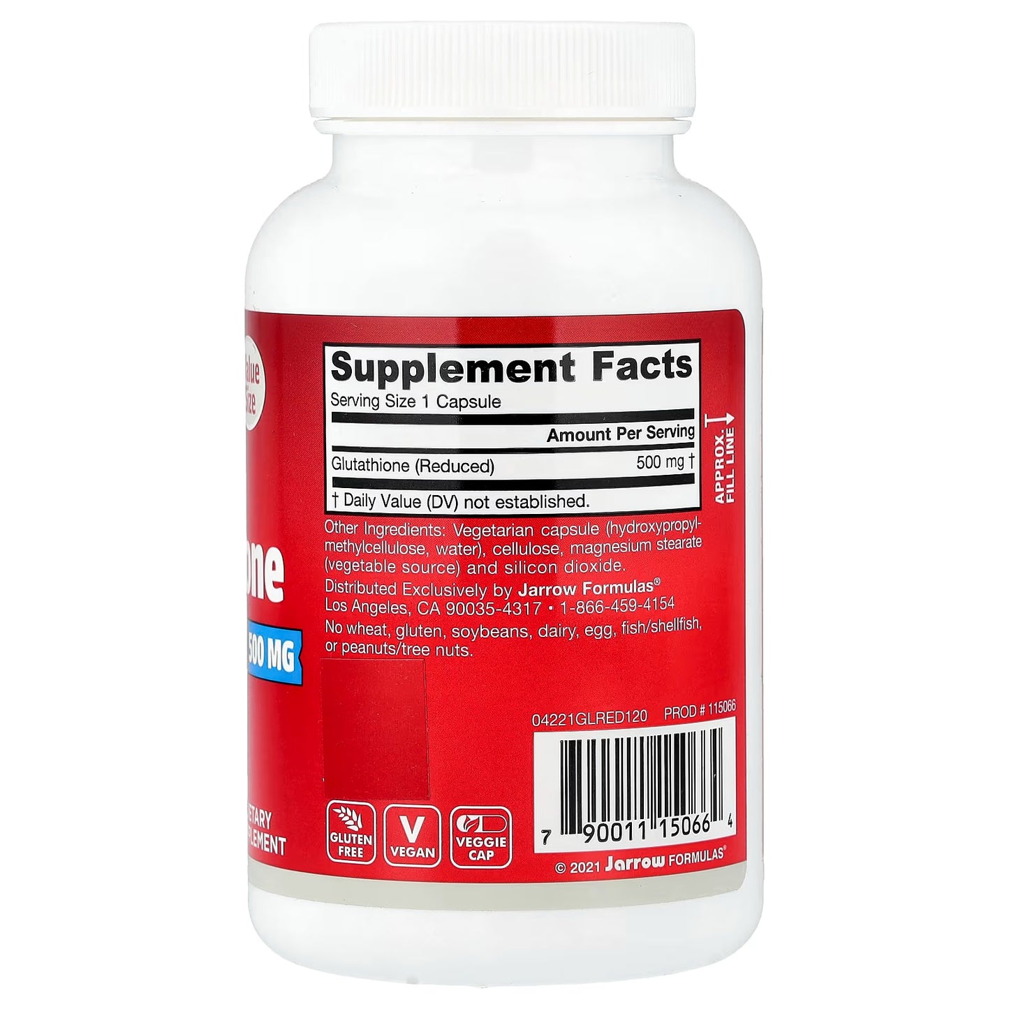 [Jarrow Formulas] Reduced Glutathione 500mg | Dietary Supplement for Daily Wellness | 60 / 120 / 150 Veggie Capsules