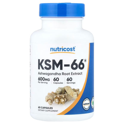 [Nutricost] KSM-66 Ashwagandha Root Extract 600mg | Stress & Wellness Support | 60 Capsules | Shipping from Korea