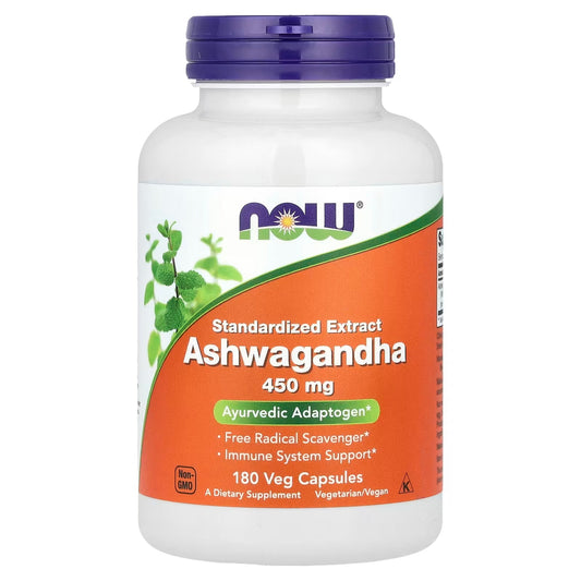 [NOW Foods] Ashwagandha 450mg | Stress & Wellness Support | 180 Veg Capsules | Shipping from Korea