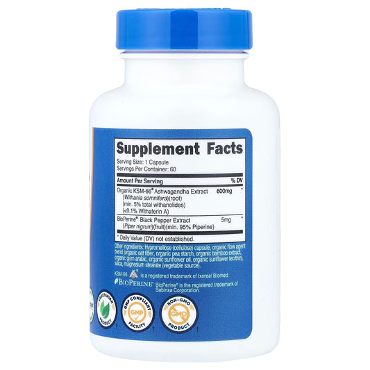 [Nutricost] KSM-66 Ashwagandha Root Extract 600mg | Stress & Wellness Support | 60 Capsules | Shipping from Korea