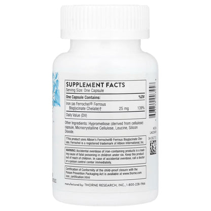 [Thorne] Iron Bisglycinate | Dietary Supplement | 60 Capsules