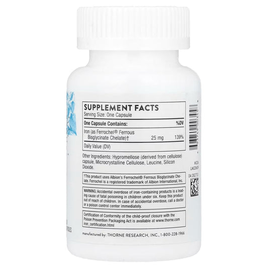 [Thorne] Iron Bisglycinate | Dietary Supplement | 60 Capsules