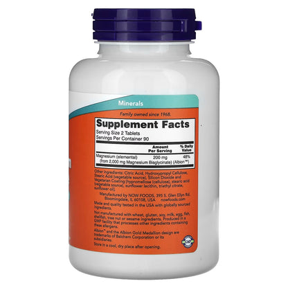 [NOW Foods] Magnesium Glycinate | Daily Vitality & Relaxation Formula | 180 Tablets | GlowLab