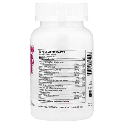 [Thorne] Prenatal Multivitamin | Balanced Daily Nutrient Support | 90 Capsules | GlowLab