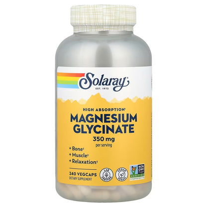 [Solaray] Magnesium Glycinate | Premium Magnesium Formula | 240 VegCaps | GlowLab