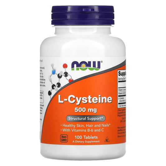[NOW Foods] L-Cysteine 500mg with Vitamin B6 & C | 100 Vegan Tablets | Dietary Supplement