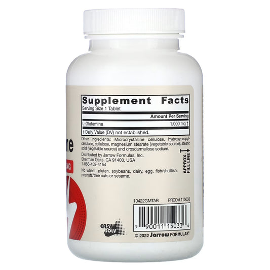 [Jarrow Formulas] L-Glutamine 1000mg | Dietary Supplement for Daily Wellness | 100 Tablets