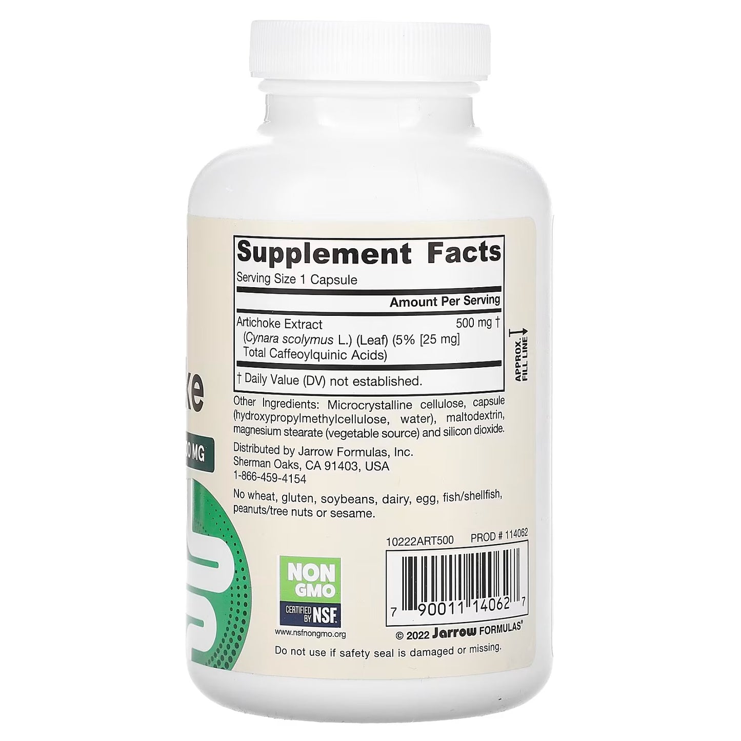 [Jarrow Formulas] Artichoke 500mg | Vegan Dietary Supplement for Daily Wellness | 180 Veggie Capsules
