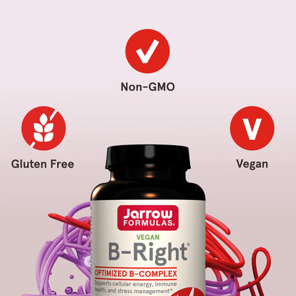 [Jarrow Formulas] Vegan B-Right B-Complex | Balanced B Vitamin Dietary Supplement | 100 Veggie Capsules