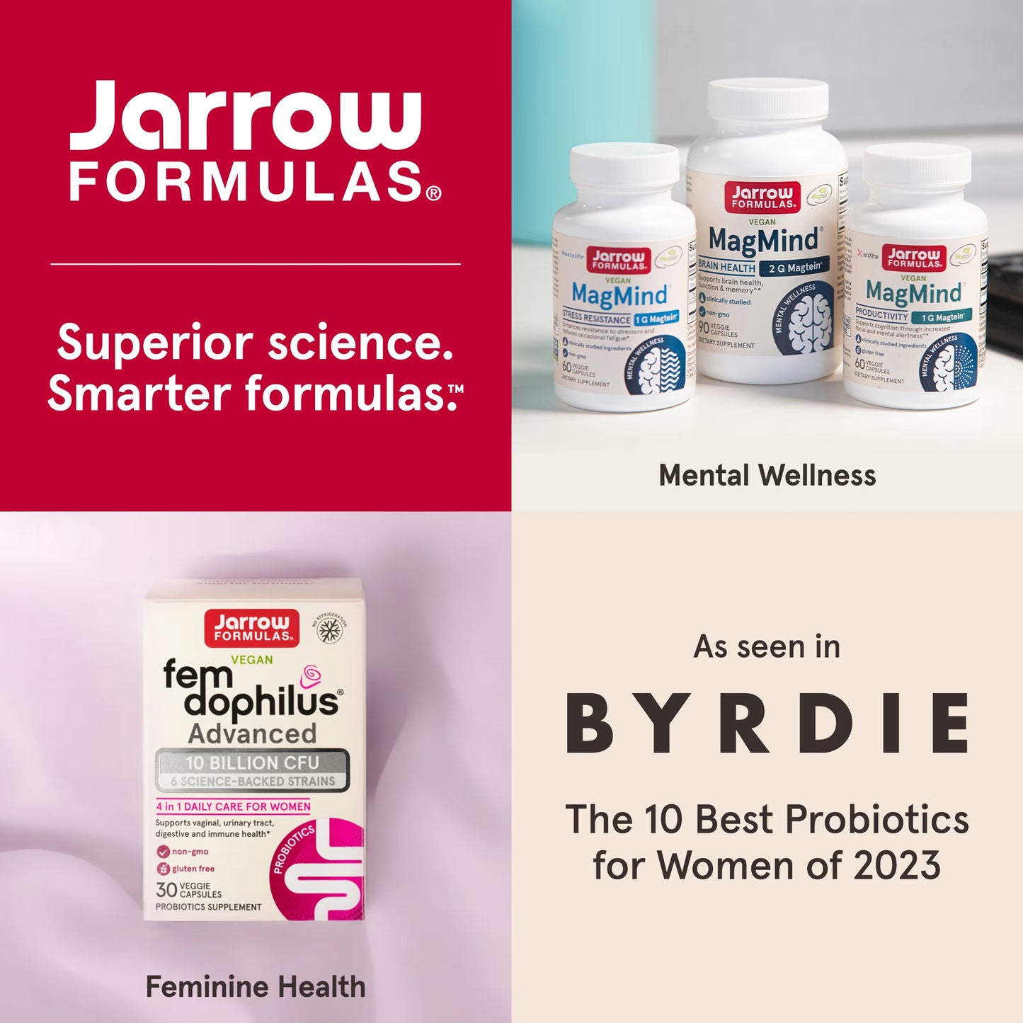 [Jarrow Formulas] Fem Dophilus 10 Billion CFU | Probiotic Dietary Supplement for Daily Wellness | 30 Veggie Capsules