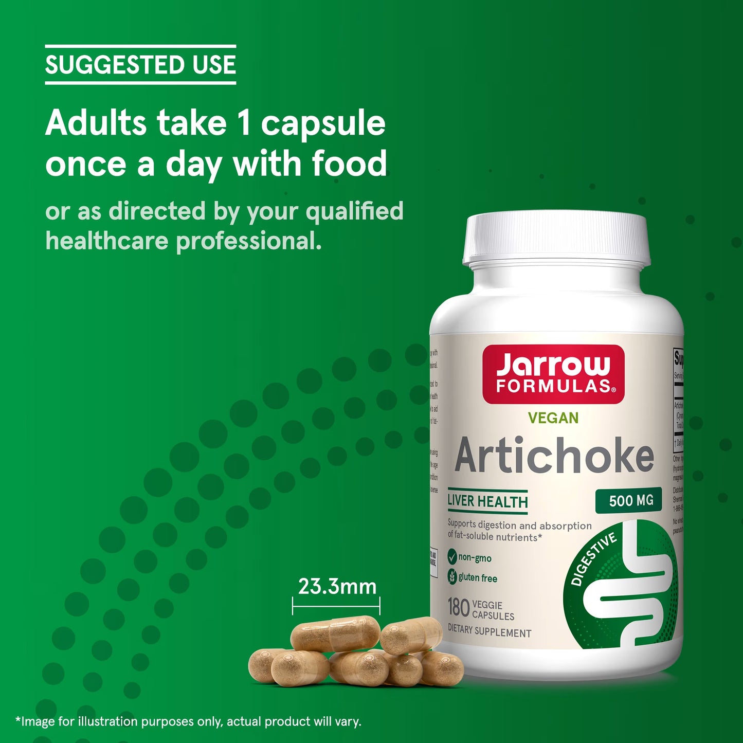 [Jarrow Formulas] Artichoke 500mg | Vegan Dietary Supplement for Daily Wellness | 180 Veggie Capsules