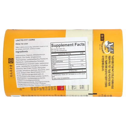 [LACTO-FIT] Core Probiotics with Zinc | Digestive & Immune Support | 120 g (2 g × 60 Sticks)
