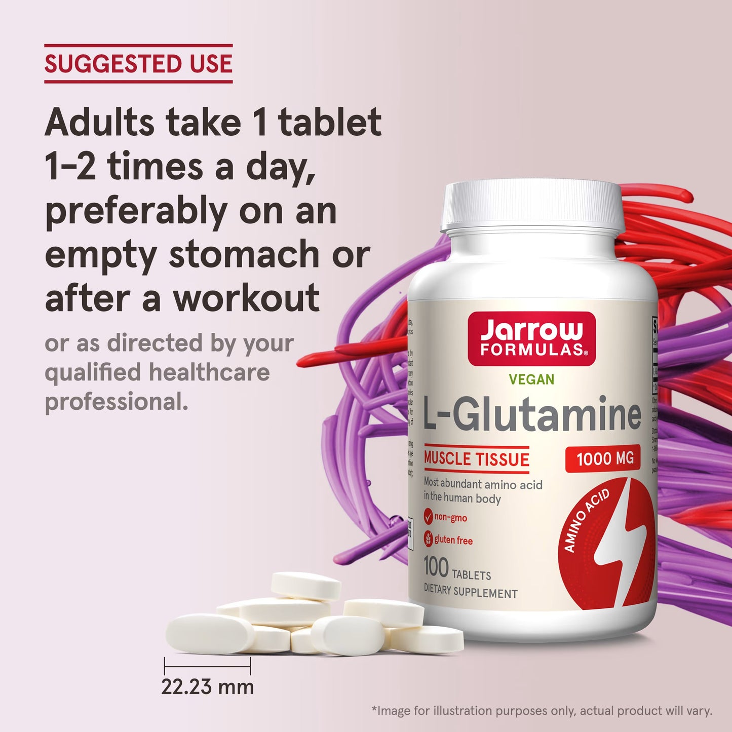 [Jarrow Formulas] L-Glutamine 1000mg | Dietary Supplement for Daily Wellness | 100 Tablets