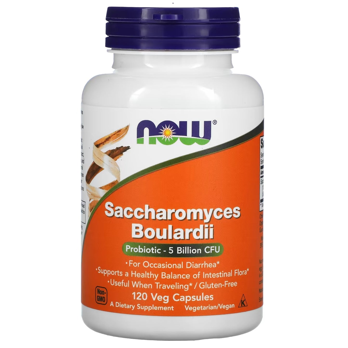 [NOW Foods] Saccharomyces Boulardii Probiotic | Dietary Supplement | 120 Veg Capsules | GlowLab