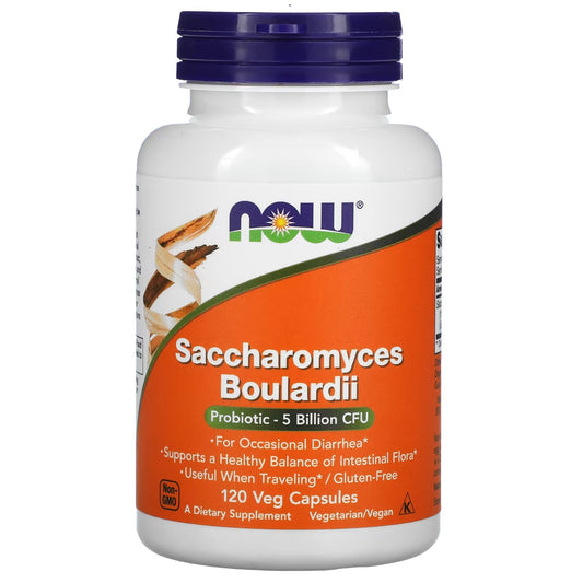 [NOW Foods] Saccharomyces Boulardii Probiotic | Dietary Supplement | 120 Veg Capsules | GlowLab