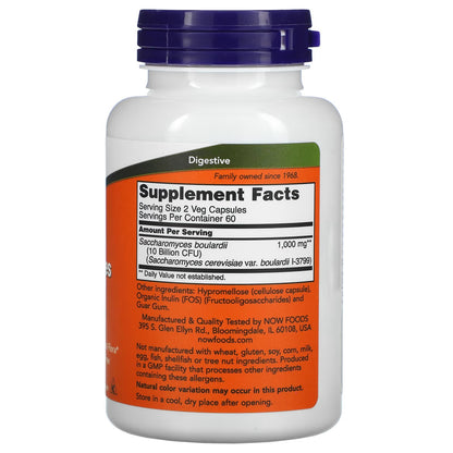 [NOW Foods] Saccharomyces Boulardii Probiotic | Dietary Supplement | 120 Veg Capsules | GlowLab