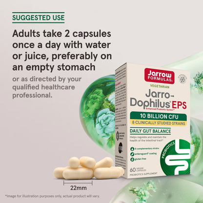[Jarrow Formulas] Jarro-Dophilus EPS | Probiotic Dietary Supplement for Daily Wellness | 30 / 60 / 120 Veggie Capsules