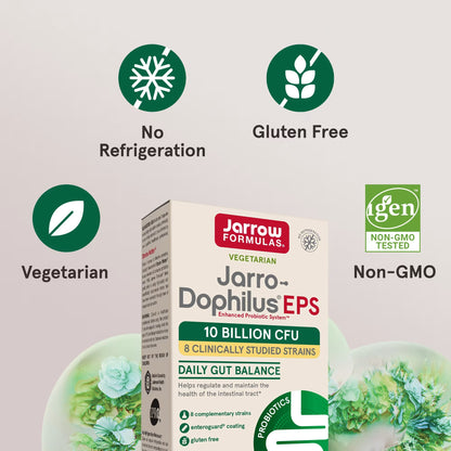[Jarrow Formulas] Jarro-Dophilus EPS | Probiotic Dietary Supplement for Daily Wellness | 30 / 60 / 120 Veggie Capsules