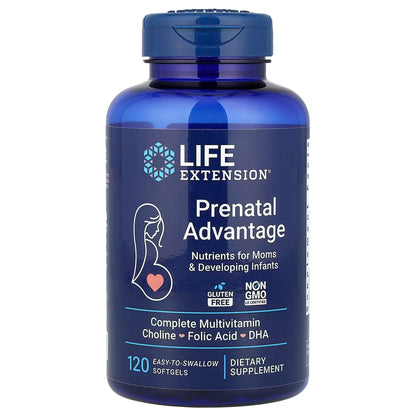 [Life Extension] Prenatal Advantage – Multivitamin with Choline, Folic Acid & DHA | 120 Softgels