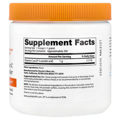 [Doctor’s Best] Vitamin C Powder | Pure Ascorbic Acid | Daily Supplement | 250 g | GlowLab
