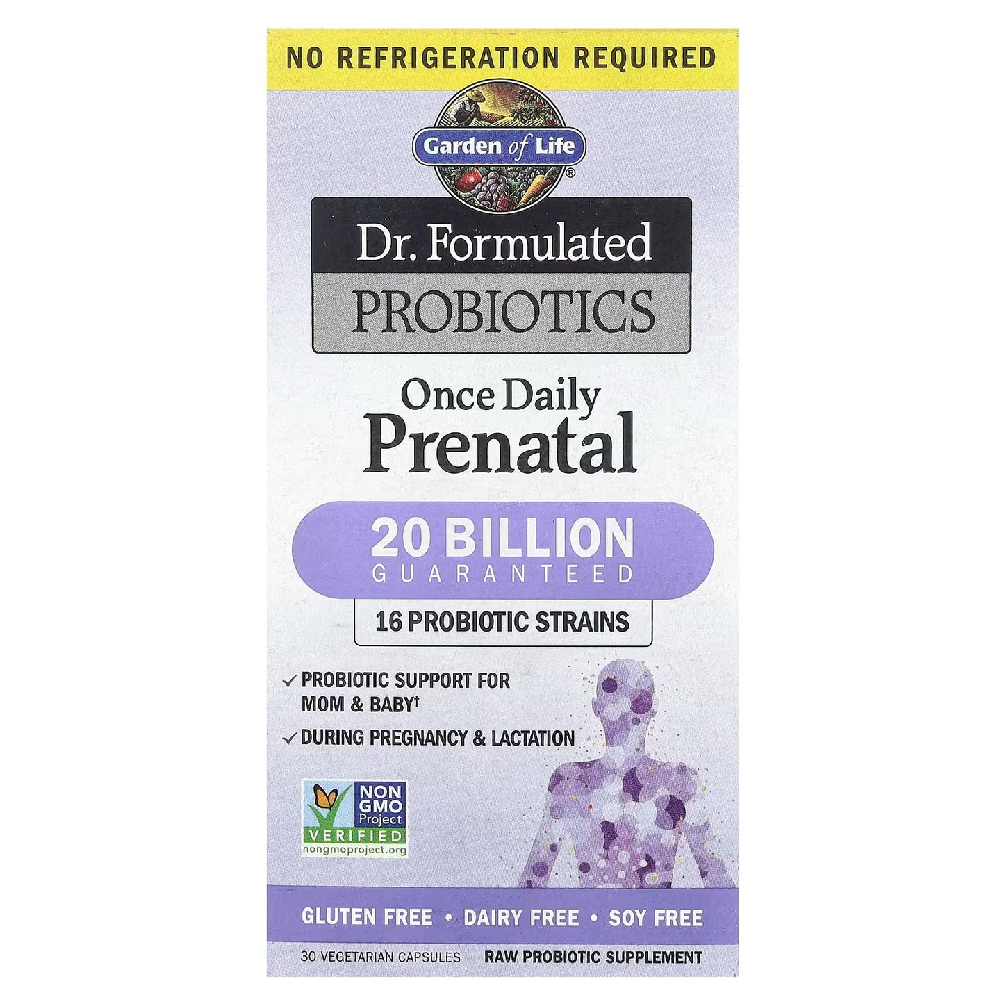 [Garden of Life] Dr. Formulated Probiotics Once Daily Prenatal – 20 Billion CFU, 16 Strains | 30 Vegetarian Capsules