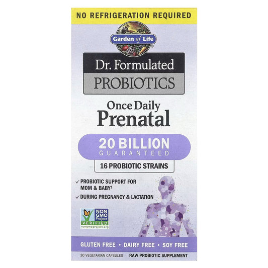 [Garden of Life] Dr. Formulated Probiotics Once Daily Prenatal – 20 Billion CFU, 16 Strains | 30 Vegetarian Capsules