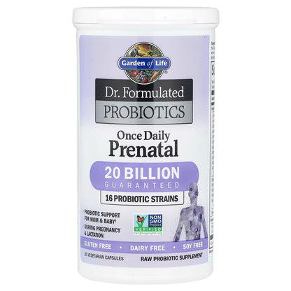 [Garden of Life] Dr. Formulated Probiotics Once Daily Prenatal – 20 Billion CFU, 16 Strains | 30 Vegetarian Capsules