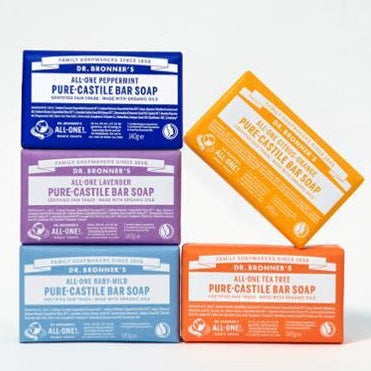 [Dr. Bronner’s] Pure-Castile Bar Soap – Gentle, Creamy Organic Cleanser | 140 g · 5 Variants