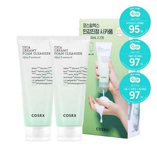 [COSRX] Pure Fit Cica Creamy Foam Cleanser Double Set | Gentle Deep Cleansing & Soothing Care 150ml + 150ml | GlowLab