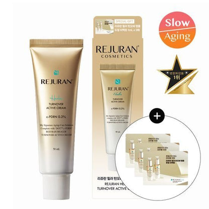 [REJURAN] Healer Turnover Active Cream – Silky Moisture Glow Face Cream 50 mL Set (+ Turnover Ampoule 5 mL)