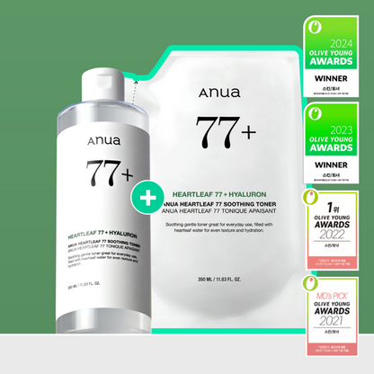 [Anua] Heartleaf 77 Soothing Toner + 350ml Refill Pack 700ml by oliveYoung