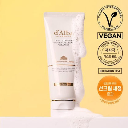 [d’Alba] White Truffle Return Oil Cream Cleanser 100ml | Oil-to-Foam Deep Cleansing Care