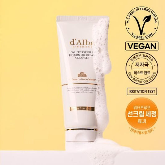 [d’Alba] White Truffle Return Oil Cream Cleanser 100ml | Oil-to-Foam Deep Cleansing Care