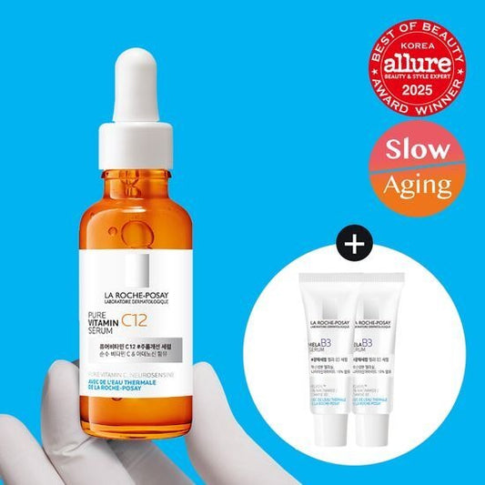 [La Roche-Posay] Pure Vitamin C12 Serum Set | 30ml + Melasyl B3 Serum 3ml×2 | Radiant & Hydrating Skin Care