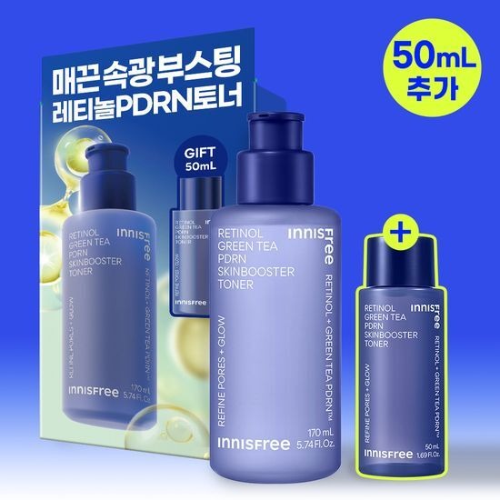 [Innisfree] Retinol Green Tea PDRN Skin Booster Toner – Soft Radiant Glow 170ml (+50ml)