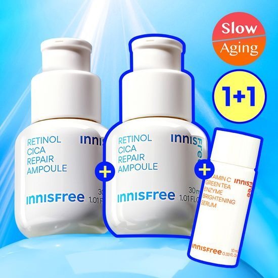 [Innisfree] Retinol Cica Ampoule Set – Lightweight Watery Texture | 30ml × 2 | Olive young