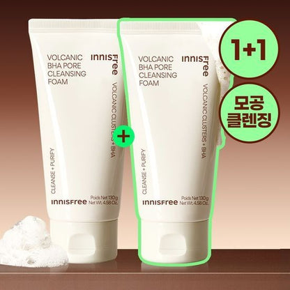 [Innisfree] Volcanic BHA Pore Cleansing Foam | Smooth Creamy Lather | 130g x2 | Olive young