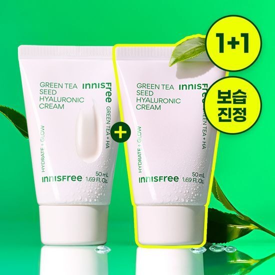 [Innisfree] Green Tea Seed Cream Double Set with Soft Dewy Hydration | 50ml × 2