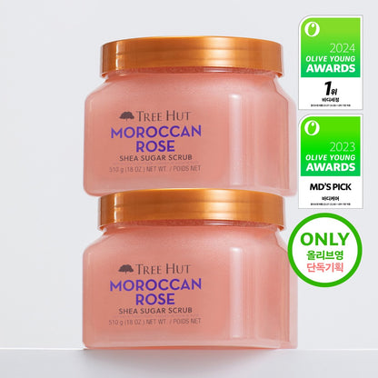 Tree Hut Shea Sugar Scrub Duo Set 2-Pack (Moroccan Rose & Exotic Bloom) 510g
