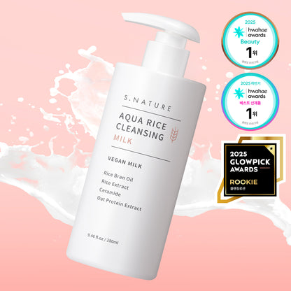 [S.NATURE] Aqua Rice Cleansing Milk Soft Creamy Texture Fresh Finish 280 ml