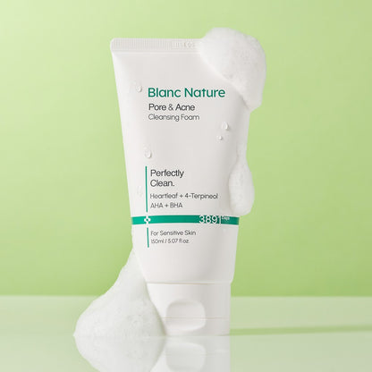 [Blanc Nature] Pore & Acne Cleansing Foam Creamy Fresh Finish Duo Set 150ml + 50ml