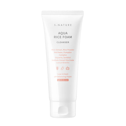 [S.NATURE] Aqua Rice Foaming Cleanser – Soft Creamy Lather Finish (160 ml + 20 ml)