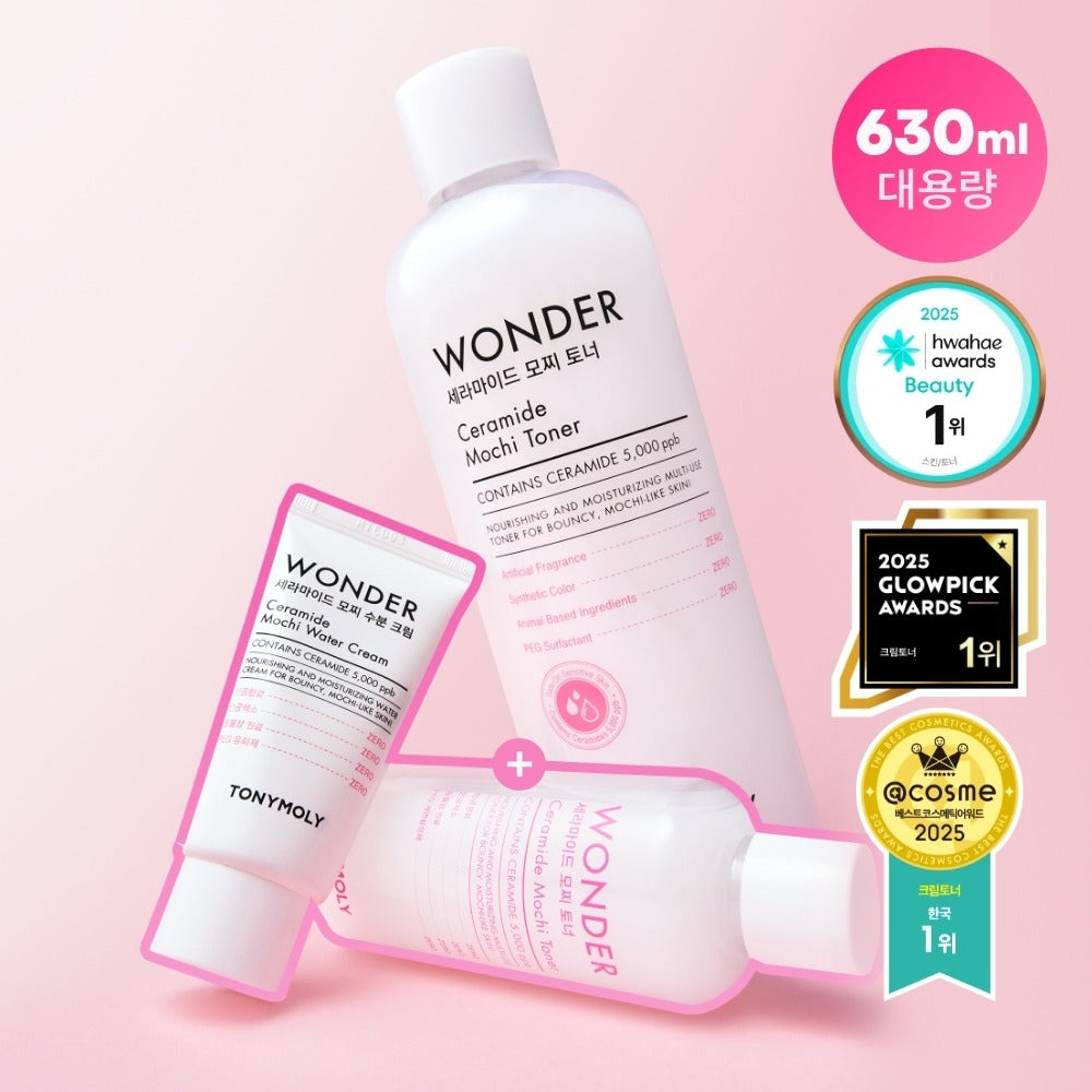 [TONYMOLY] Ceramide Mochi Toner Hydrating Soft Texture Set 630ml (500ml + 100ml + 30ml Cream)